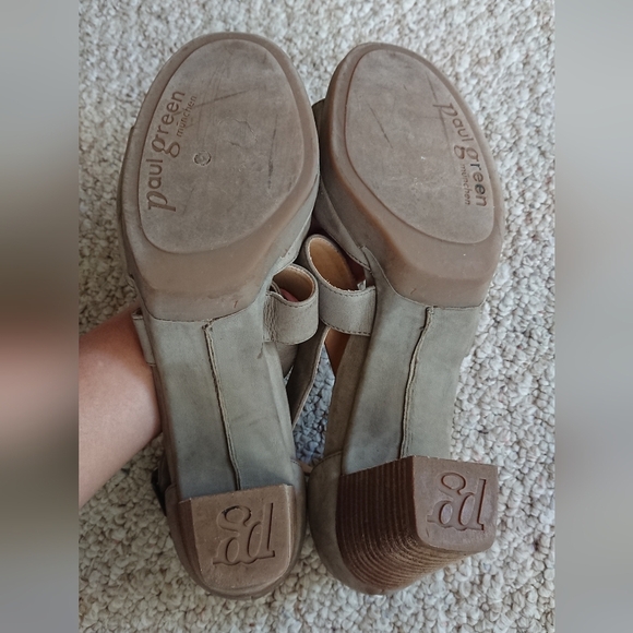 PAUL GREEN Taupe Leather Sandals Strappy Ankle Heels size 9.5 - Picture 13 of 14